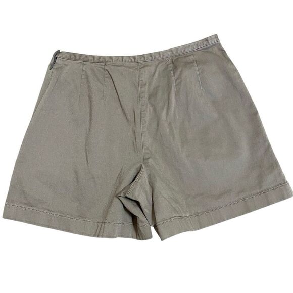 Ann Taylor Stretch 4 Khaki shorts flat front with side zipper / button - Picture 3 of 9